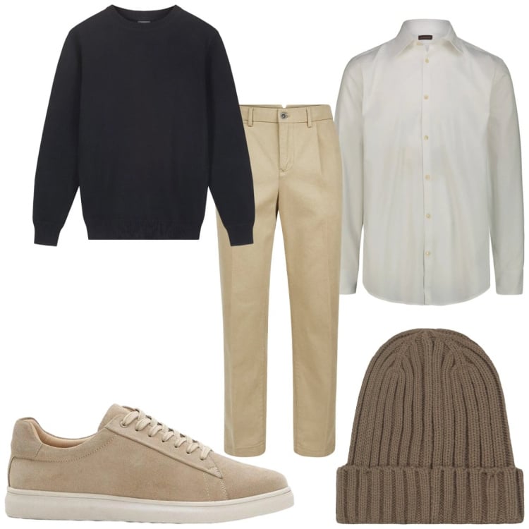 Outfit uomo - Total look #2370687. Stile Casual per Tutti i giorni. Abbinamento con sneakers, pantaloni, maglieria, camicie, berretti.