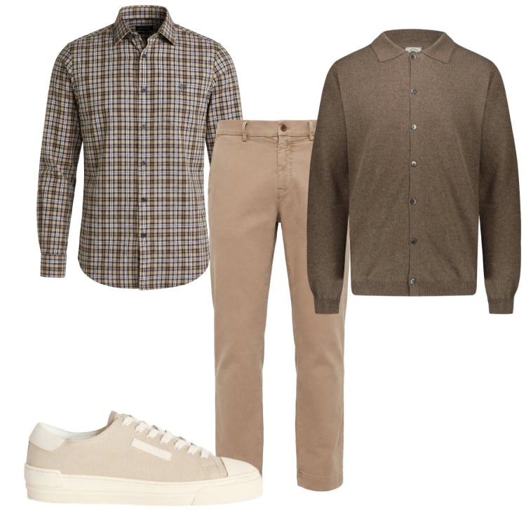 Outfit uomo - Cappuccino. Stile Casual per Tutti i giorni. Abbinamento con sneakers, pantaloni chino, camicie, polo.