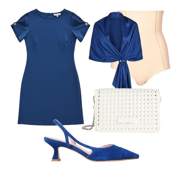 Outfit donna - in linea. Stile Chic per Cerimonia. Abbinamento con décolleté, culotte, borse a tracolla, vestiti corti, stole.