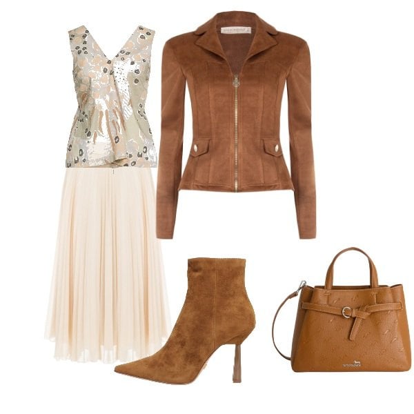 Outfit donna - gonna in tulle. Stile Trendy per Serata fuori. Abbinamento con top, stivaletti, borse a mano, gonne longuette, giacche.