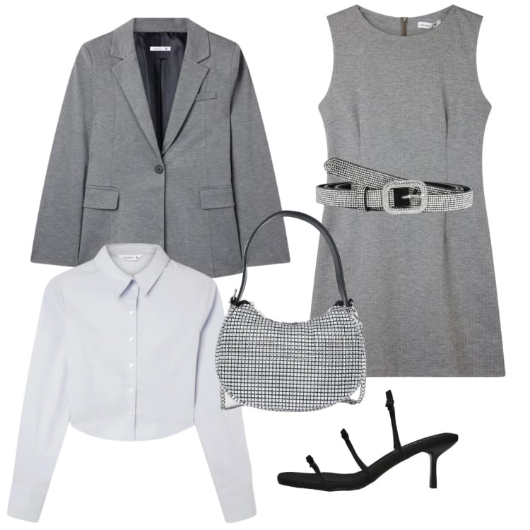 Outfit donna - Total look #2370733. Stile Urban per Serata fuori. Abbinamento con borse a spalla, cinture, vestiti senza maniche, blazer, camicie, sandali col tacco.
