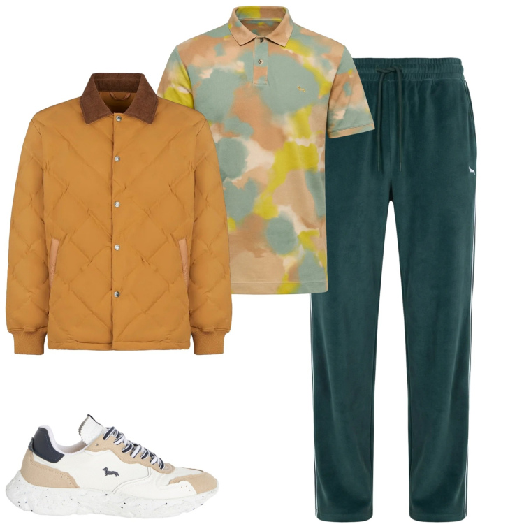 Outfit uomo - City. Stile Casual per Tutti i giorni. Abbinamento con pantaloni, sneakers, polo, giacche.