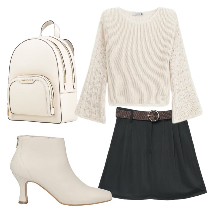 Outfit donna - Total look #2370884. Stile Basic per Ufficio. Abbinamento con stivaletti, zaini, bermuda, maglieria.