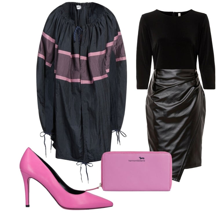 Outfit donna - Total look #2370896. Stile Trendy per Serata fuori. Abbinamento con cappe, décolleté, vestiti, portafogli.