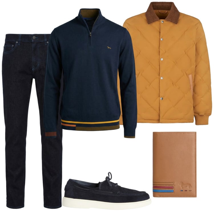 Outfit uomo - Total look #2370932. Stile Casual per Tutti i giorni. Abbinamento con jeans, scarpe stringate, portafogli, pullovers, giacche.