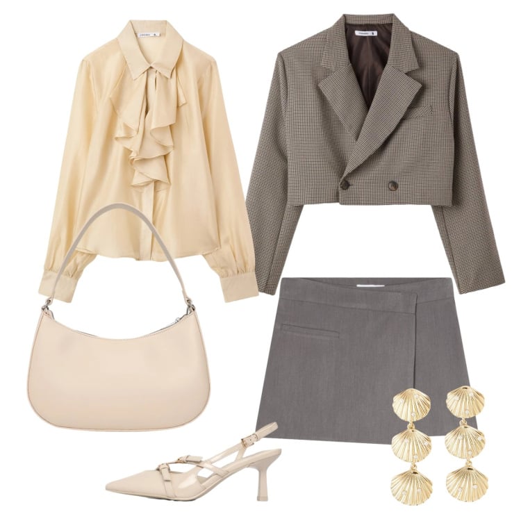 Outfit donna - Total look #2370992. Stile Chic per Cerimonia. Abbinamento con orecchini, camicie, gonne, décolleté, borse a tracolla, blazer.