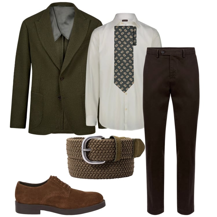 Outfit uomo - Davvero elegante. Stile Business/Elegante per Serata speciale. Abbinamento con pantaloni chino, giacche, scarpe stringate, camicie, cravatte, cinture.