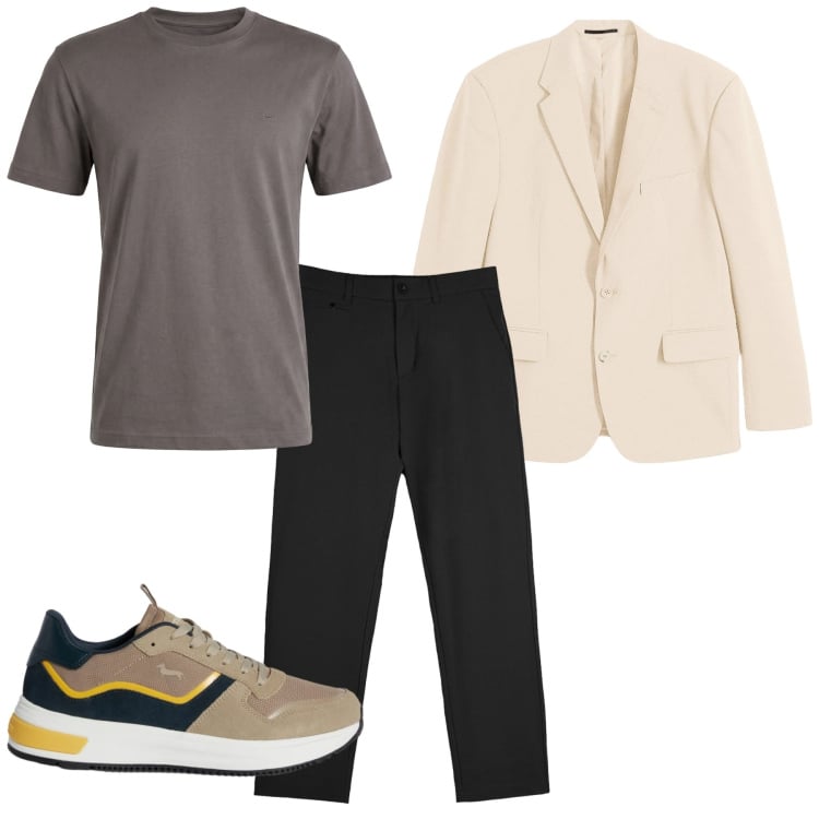 Outfit uomo - La giacca chiara. Stile Casual per Tutti i giorni. Abbinamento con giacche, sneakers, t-shirt, pantaloni chino.