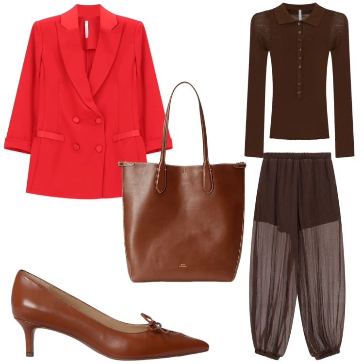 Outfit donna - SS Imperial. Stile Etnico per Tutti i giorni. Abbinamento con blazer, maglieria, pantaloni, borse tote, décolleté.