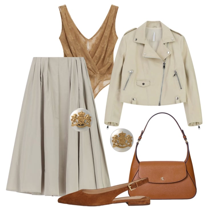 Outfit donna - SS ‘26 Imperial - H24. Stile Casual chic per Tutti i giorni. Abbinamento con orecchini, borse a spalla, ballerine, top, gonne lunghe, giacche.