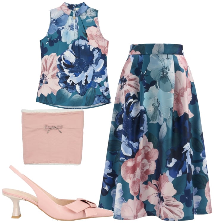 Outfit donna - Romantica. Stile Romantica per Cerimonia. Abbinamento con décolleté, sciarpe, gonne longuette, top.