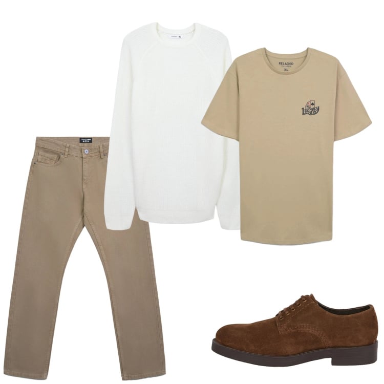 Outfit uomo - Casual spring. Stile Casual per Tutti i giorni. Abbinamento con jeans, maglieria, t-shirt, scarpe stringate.