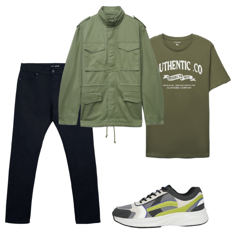 Outfit uomo - Marzo. Stile Casual per Tutti i giorni. Abbinamento con pantaloni skinny, sneakers, cappotti, t-shirt.