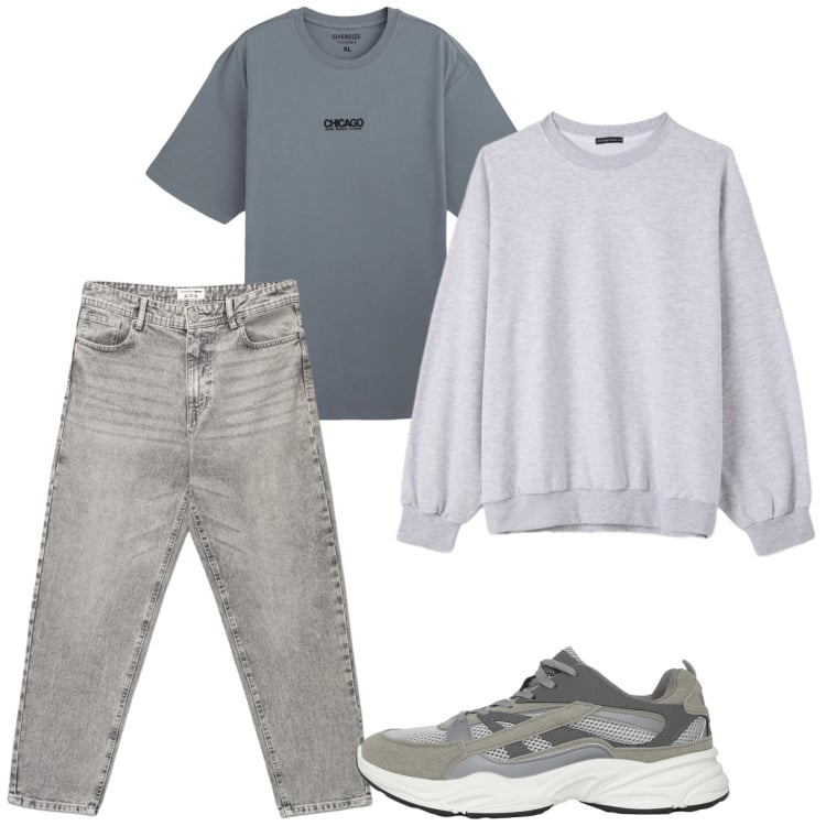 Outfit uomo - Marzo. Stile Casual per Tutti i giorni. Abbinamento con sneakers, jeans, felpe, t-shirt.