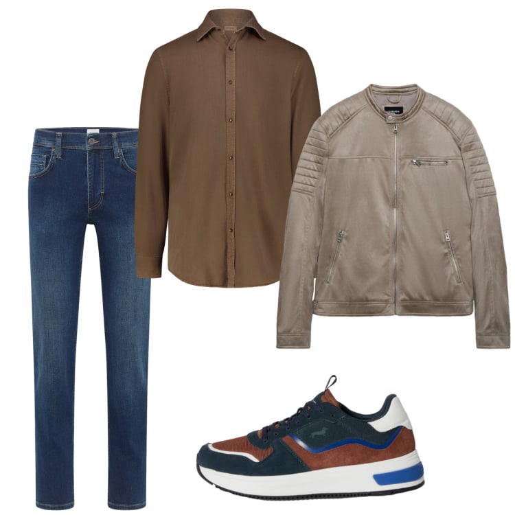 Outfit uomo - Marzo. Stile Casual per Tutti i giorni. Abbinamento con jeans dritti, sneakers, giacche, camicie.