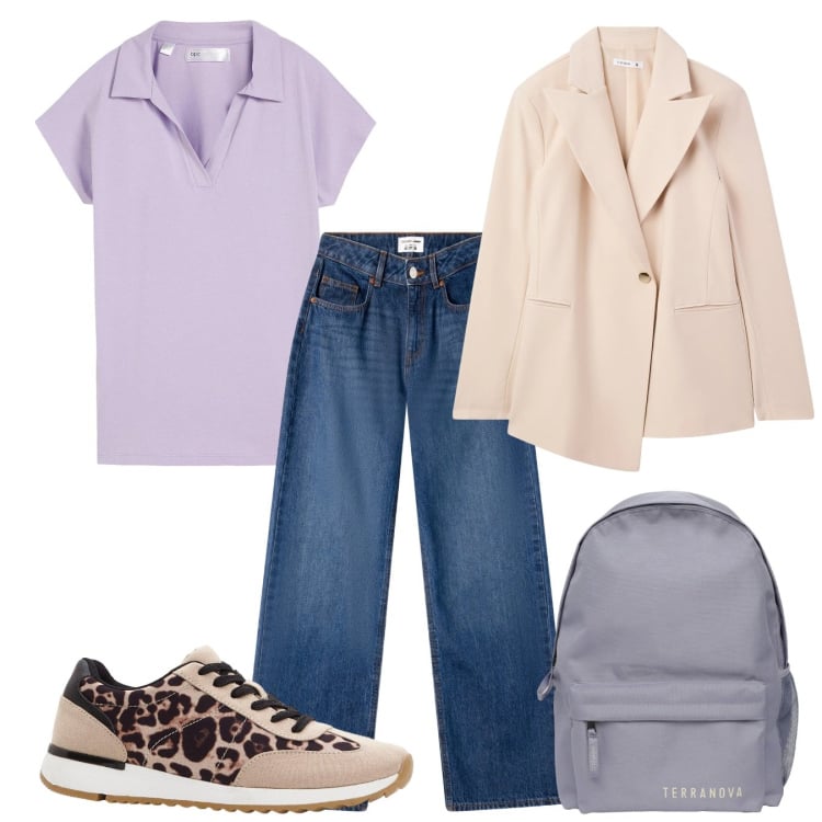 Outfit donna - Veloce. Stile Casual per Tutti i giorni. Abbinamento con maglieria, sneakers, blazer, zaini, jeans.