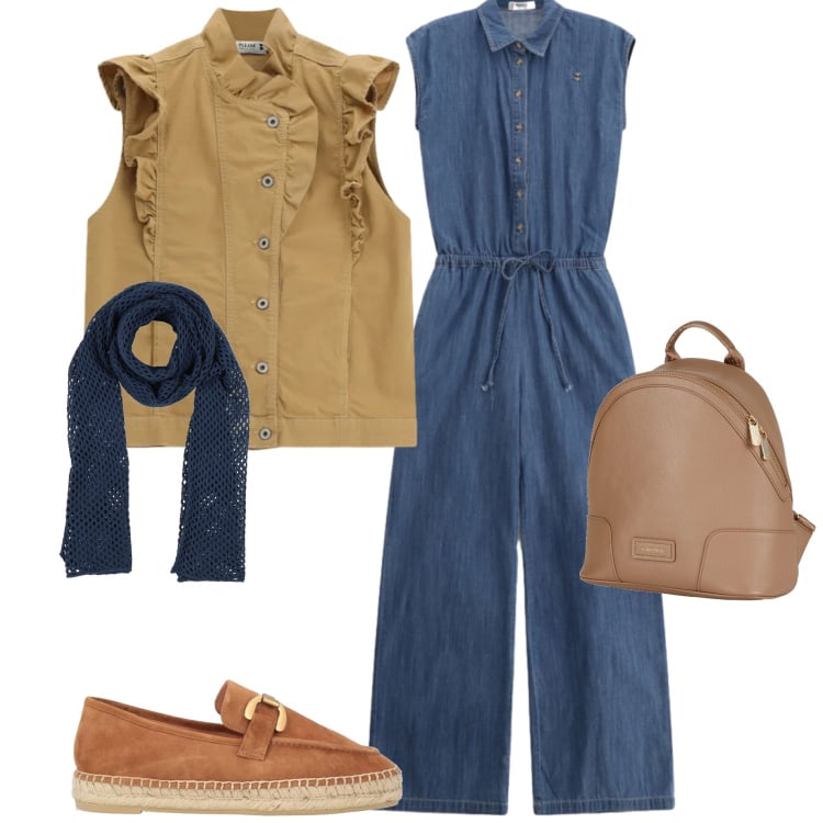 Outfit donna - Sporty chic. Stile Sporty chic per Tutti i giorni. Abbinamento con zaini, sciarpe, espadrillas, tute, gilet.