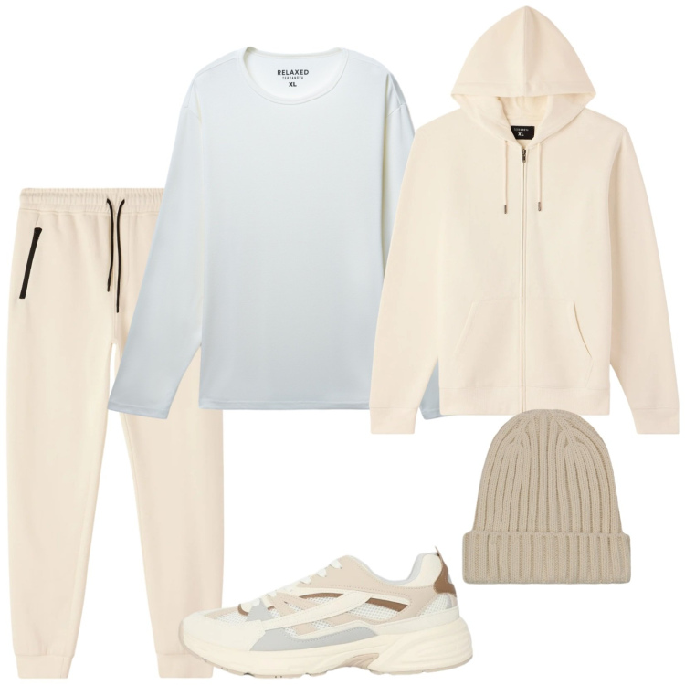 Outfit uomo - Running. Stile Casual per Sport. Abbinamento con felpe con cappuccio, pantaloni, berretti, t-shirt, sneakers.