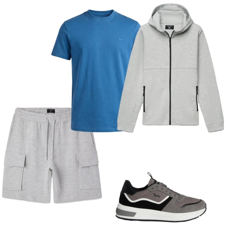 Outfit uomo - In palestra. Stile Casual per Sport. Abbinamento con t-shirt, sneakers, felpe con cappuccio, bermuda.