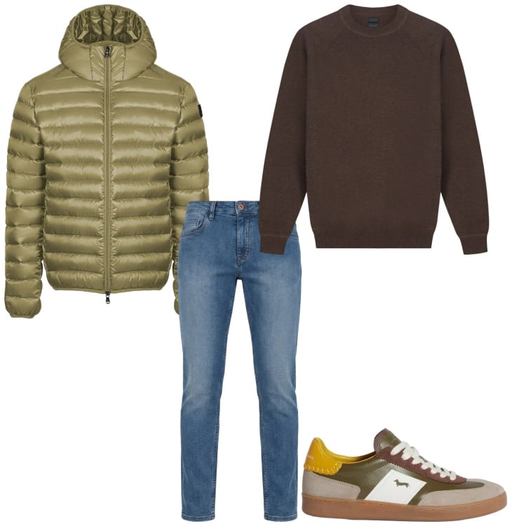 Outfit uomo - Total look #2371324. Stile Trendy per Tutti i giorni. Abbinamento con sneakers, jeans, bomber, maglieria.