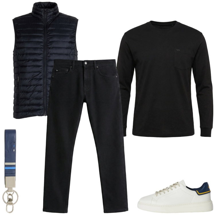 Outfit uomo - Total look #2371347. Stile Casual per Tutti i giorni. Abbinamento con portachiavi, sneakers, jeans, t-shirt, piumini.
