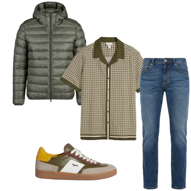 Outfit uomo - Total look #2371360. Stile Trendy per Tutti i giorni. Abbinamento con camicie a manica corta, sneakers, jeans, giacche.