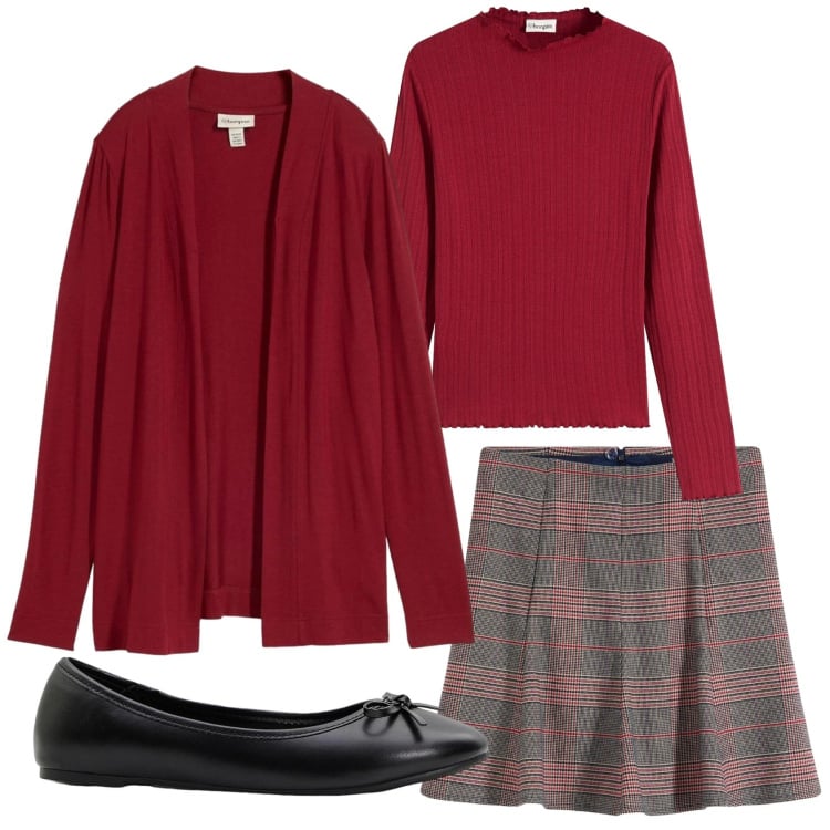Outfit donna - Total look #2371404. Stile Basic per Tutti i giorni. Abbinamento con ballerine, minigonne, maglieria, cardigans.
