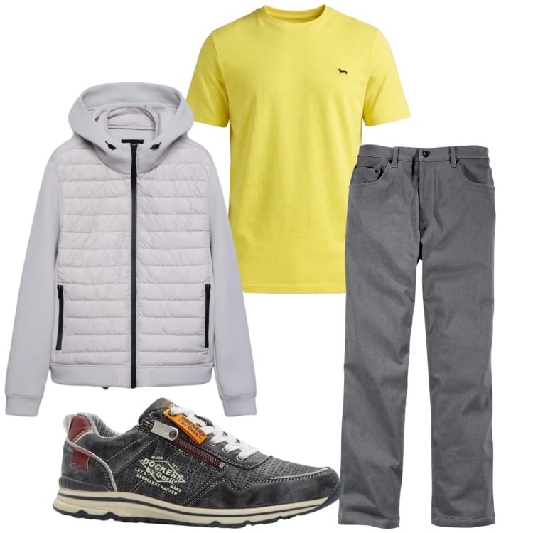 Outfit uomo - Total look #2371422. Stile Trendy per Tutti i giorni. Abbinamento con pantaloni, sneakers, t-shirt, giacche.