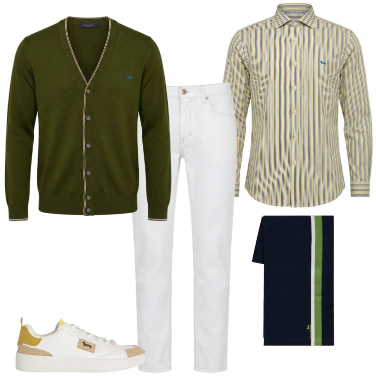 Outfit uomo - Total look #2371463. Stile Casual per Tutti i giorni. Abbinamento con sneakers, jeans, camicie, cardigans, sciarpe.