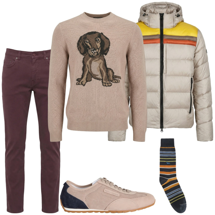 Outfit uomo - Total look #2371474. Stile Casual per Tutti i giorni. Abbinamento con sneakers, pantaloni, calzini, maglieria, piumini.