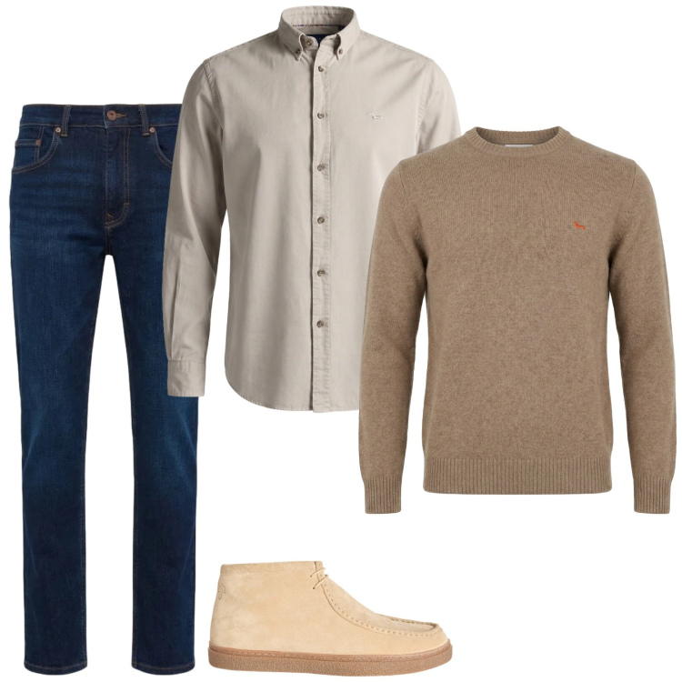 Outfit uomo - Total look #2371479. Stile Casual per Tutti i giorni. Abbinamento con jeans, stivali e stivaletti, pullovers, camicie.