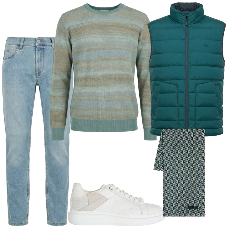 Outfit uomo - Wonderful. Stile Casual per Tutti i giorni. Abbinamento con jeans slim fit, sneakers, sciarpe, pullovers, piumini.