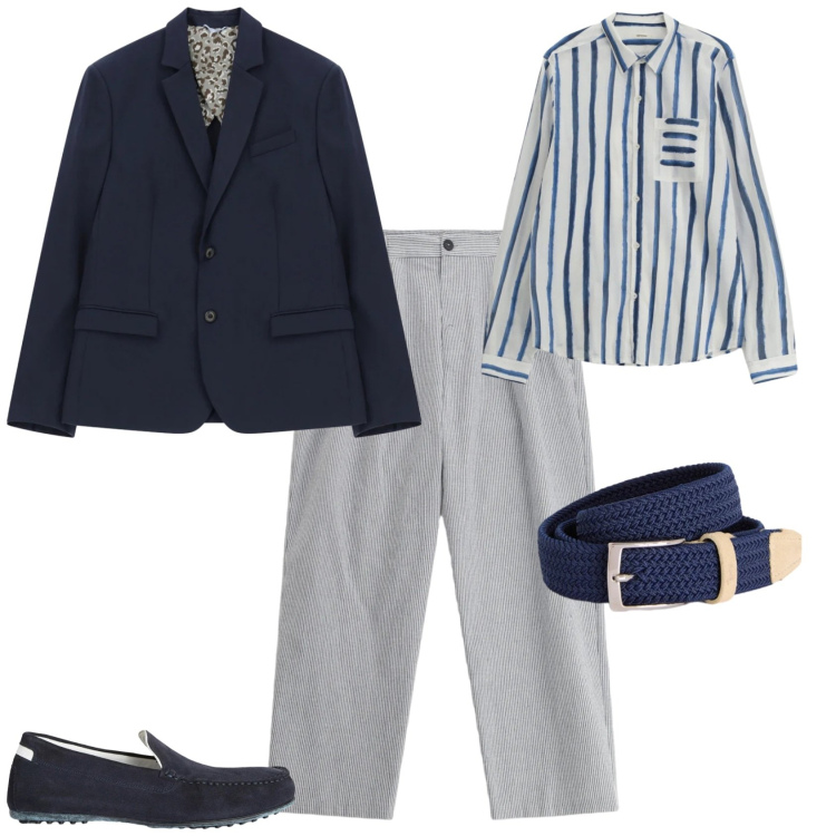 Outfit uomo - Elegante ufficio tempo libero. Stile Business/Elegante per Tutti i giorni. Abbinamento con scarpe stringate, cinture, pantaloni, camicie, giacche.
