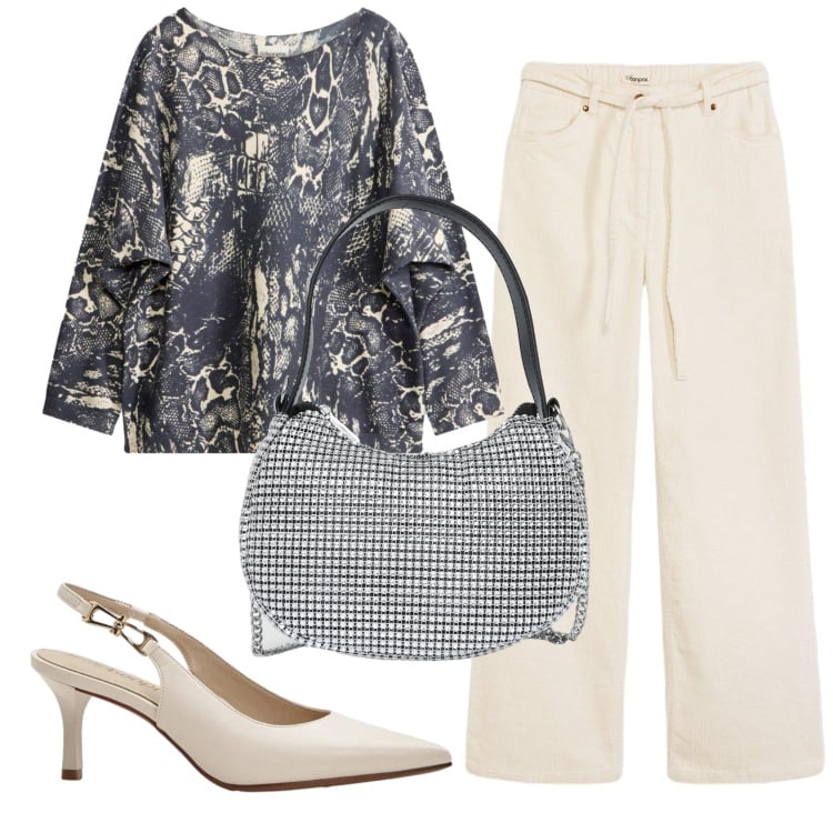 Outfit donna - Total look #2371571. Stile Basic per Ufficio. Abbinamento con pantaloni, décolleté, maglieria, borse a spalla.