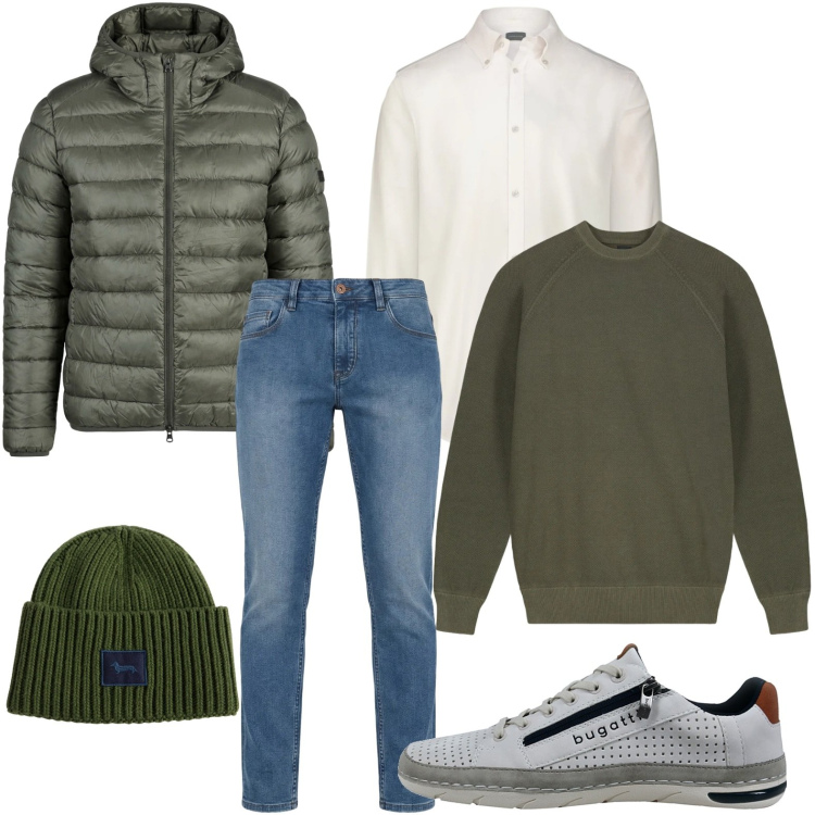 Outfit uomo - Casual time. Stile Casual per Tutti i giorni. Abbinamento con jeans, berretti, giacche, camicie, maglieria, sneakers.