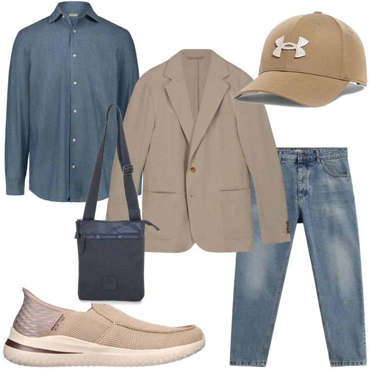 Outfit uomo - La giacca morbida. Stile Casual per Tutti i giorni. Abbinamento con jeans, portafogli, giacche, sneakers, cappelli con visiera, camicie.