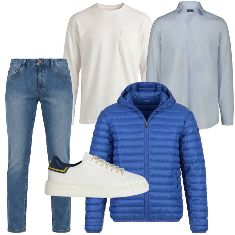 Outfit uomo - Jeans vintage. Stile Casual per Tutti i giorni. Abbinamento con sneakers, t-shirt, jeans, piumini, camicie.