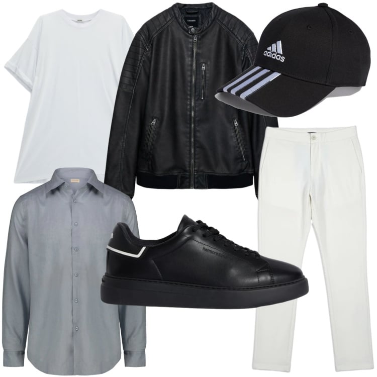 Outfit uomo - Stile contemporaneo. Stile Trendy per Tutti i giorni. Abbinamento con sneakers, t-shirt, pantaloni, camicie, cappelli con visiera, giacche.