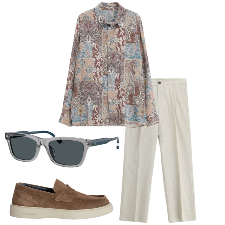 Outfit uomo - New crew Imperial. Stile Casual per Tutti i giorni. Abbinamento con camicie, pantaloni, scarpe stringate, occhiali da sole.