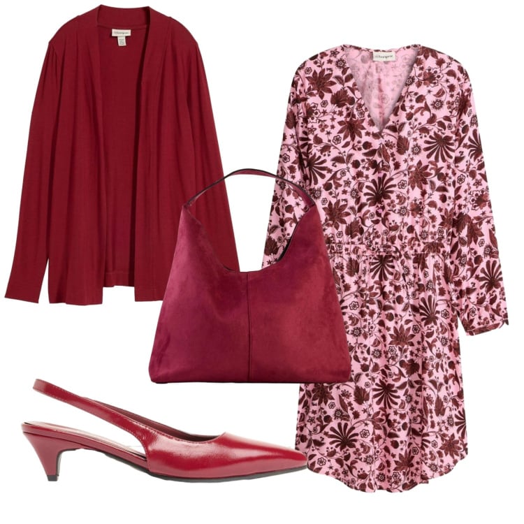 Outfit donna - Total look #2371618. Stile Basic per Ufficio. Abbinamento con cardigans, shopping bag, vestiti midi/longuette, décolleté.