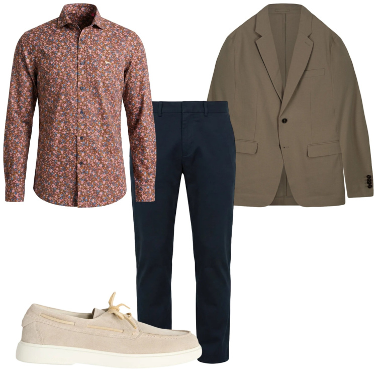 Outfit uomo - Fiori piccoli. Stile Casual per Tutti i giorni. Abbinamento con scarpe stringate, camicie, pantaloni chino, giacche.