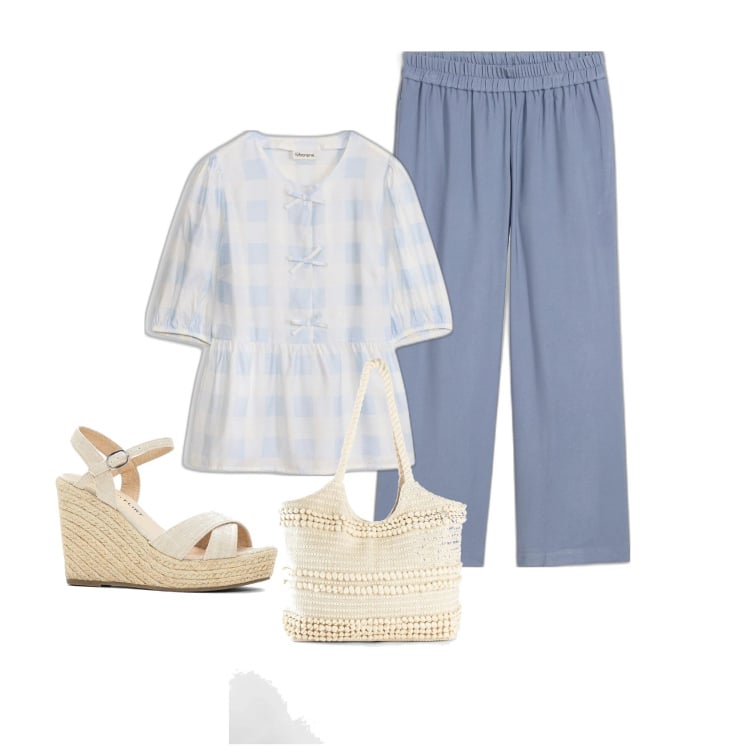 Outfit femme - Tunique à carreaux. Style Basique pour Tous les jours. Assortir avec chaussures à semelle compensée, sac cabas, tuniques, jupe-culotte.