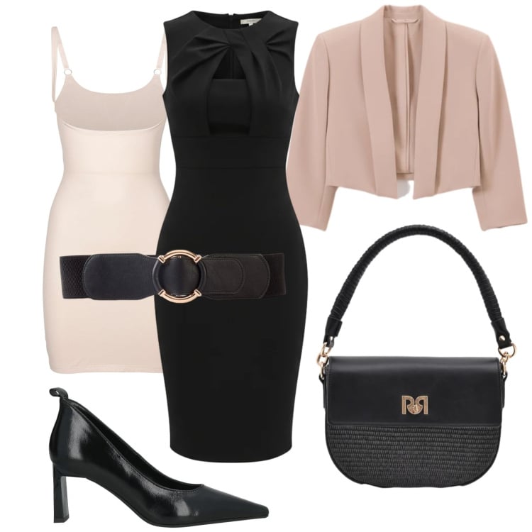 Outfit donna - Perfetta. Stile Chic per Cerimonia. Abbinamento con décolleté, sottovesti, cinture, bolero, borse a spalla, vestiti a tubino.