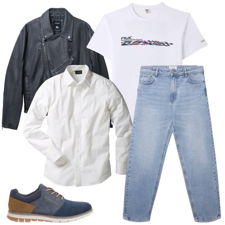 Outfit uomo - Biker Spirit. Stile Biker Rock per Tutti i giorni. Abbinamento con camicie, scarpe stringate, t-shirt, giacche, jeans.