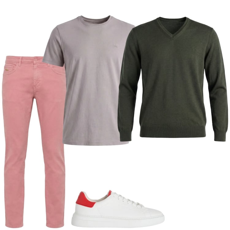 Outfit uomo - Mix and match. Stile Casual per Tutti i giorni. Abbinamento con sneakers, pullovers, pantaloni, t-shirt.
