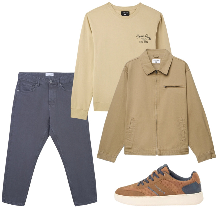 Outfit uomo - Primavera. Stile Casual per Tutti i giorni. Abbinamento con sneakers, felpe, jeans, giacche.