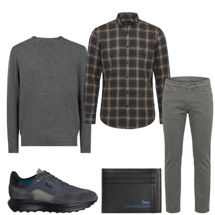 Outfit uomo - Total look #2371809. Stile Trendy per Tutti i giorni. Abbinamento con portafogli, sneakers, pantaloni, camicie, maglieria.