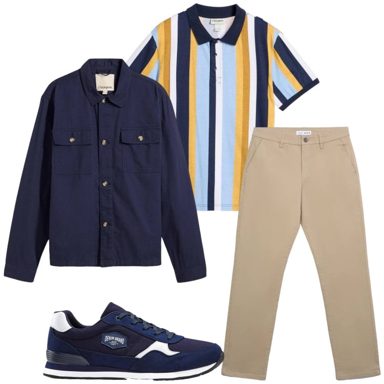 Outfit uomo - Total look #2371813. Stile Casual per Tutti i giorni. Abbinamento con sneakers, giacche, polo, pantaloni chino.