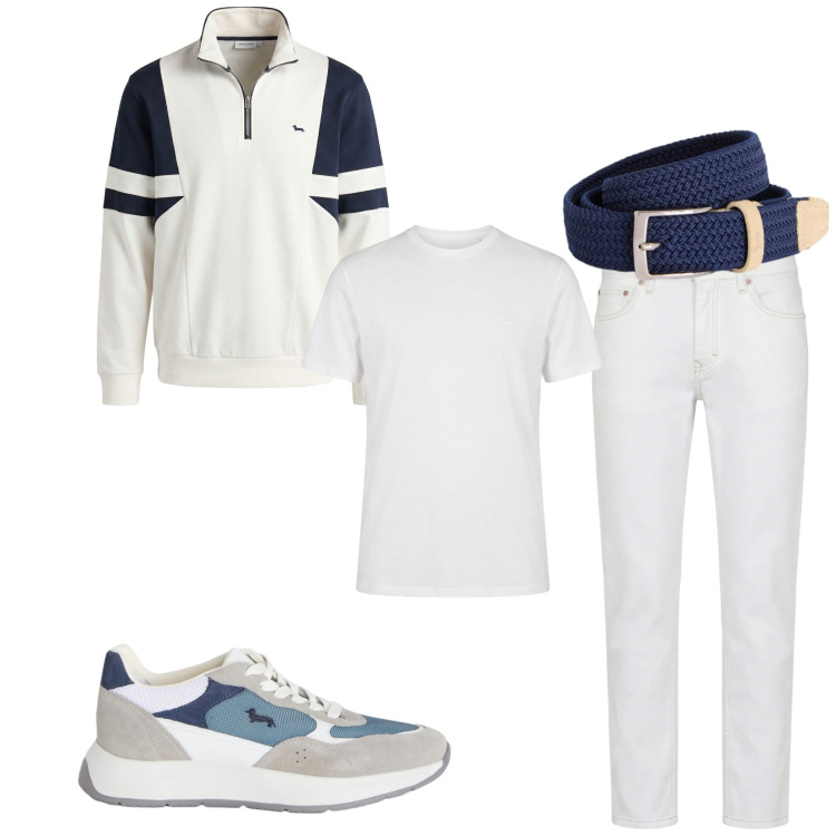 Outfit uomo - Total look #2371814. Stile Trendy per Serata speciale. Abbinamento con felpe, sneakers, cinture, jeans, t-shirt.