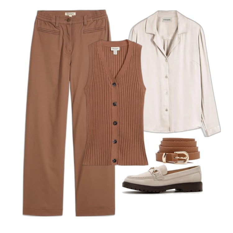 Outfit femme - Gilet sans manches. Style Tendance pour Bureau. Assortir avec pantalon , chemisiers, mocassins, pulls, ceintures.